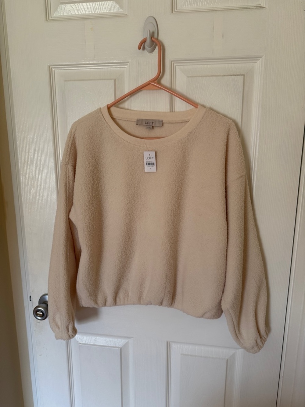 NEW LOFT Beige Crewneck Sherpa Pullover || Small